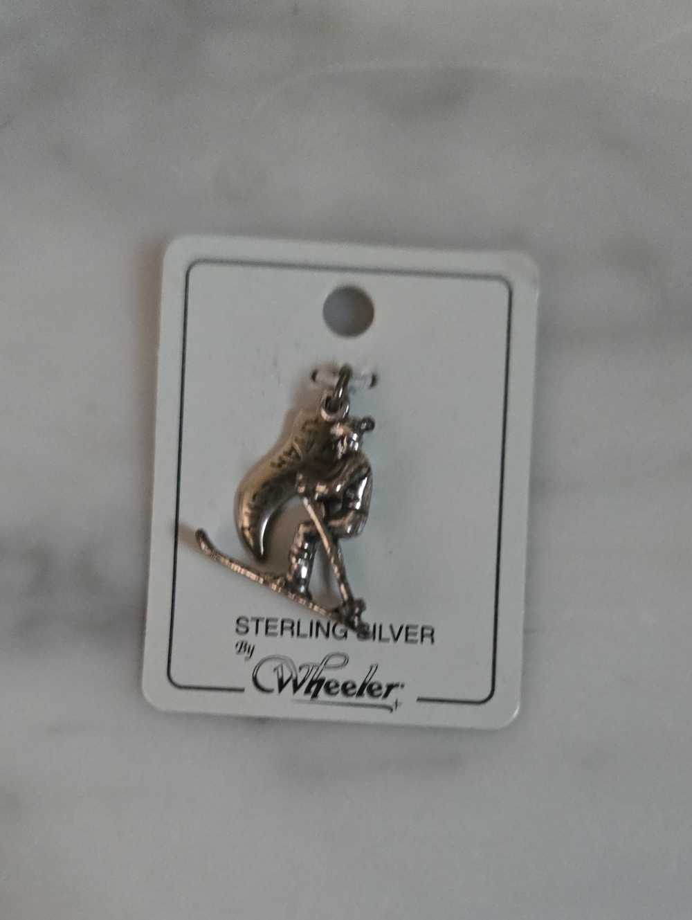Sterling Silver Skiing Charm Pendant - Salt Lake City Utah